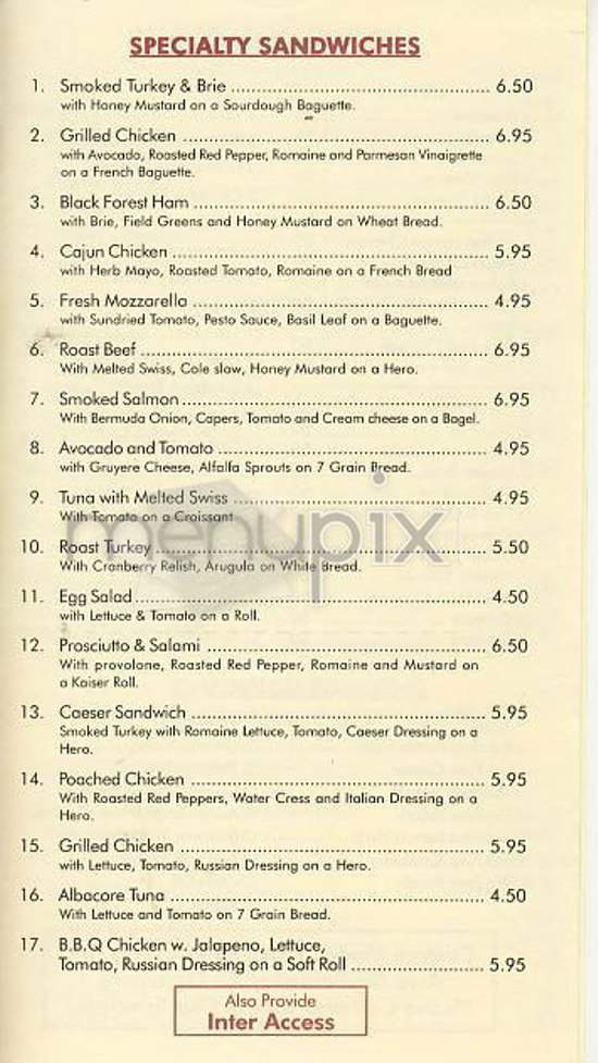 Oxford Catering Cafe - New York, NY menu_pic
