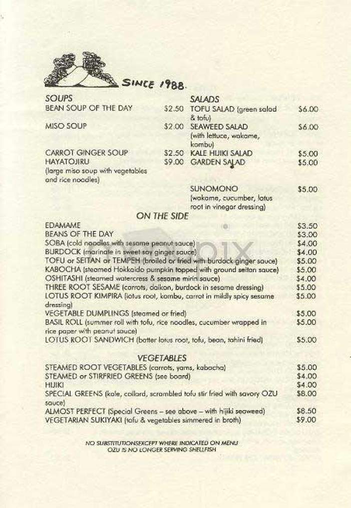 Ozu - New York, NY menu_pic
