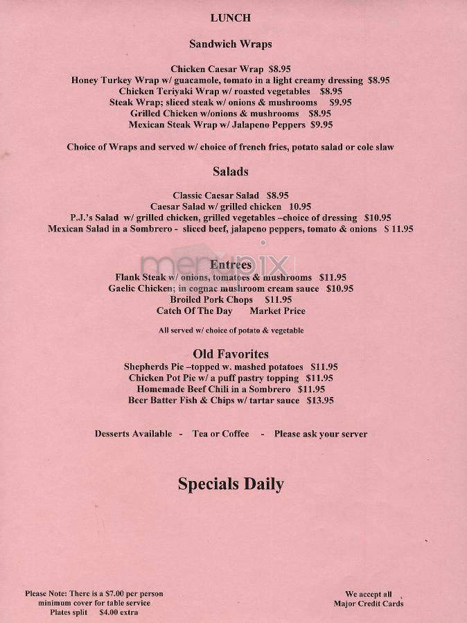 P.J. Carney's - New York, NY menu_pic