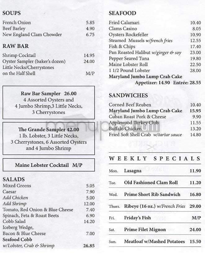 Menu of P.J. Clarke's in New York, NY 10281