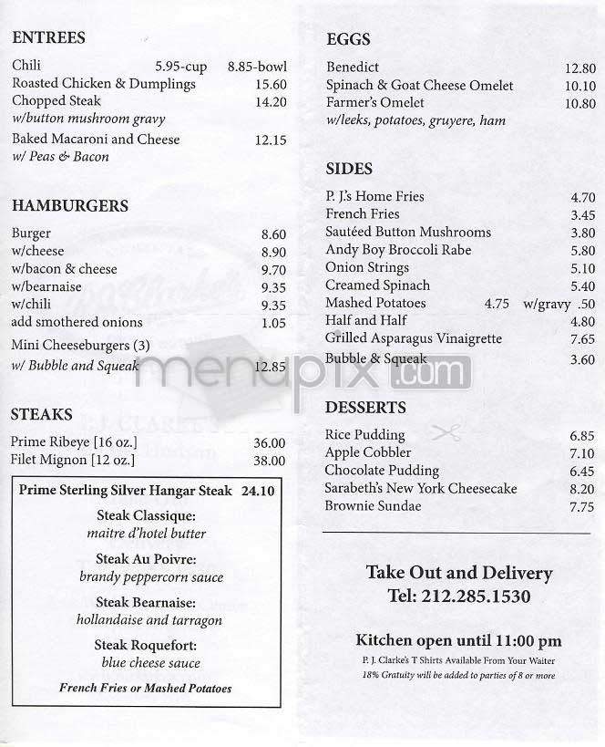P.J. Clarke's - New York, NY menu_pic