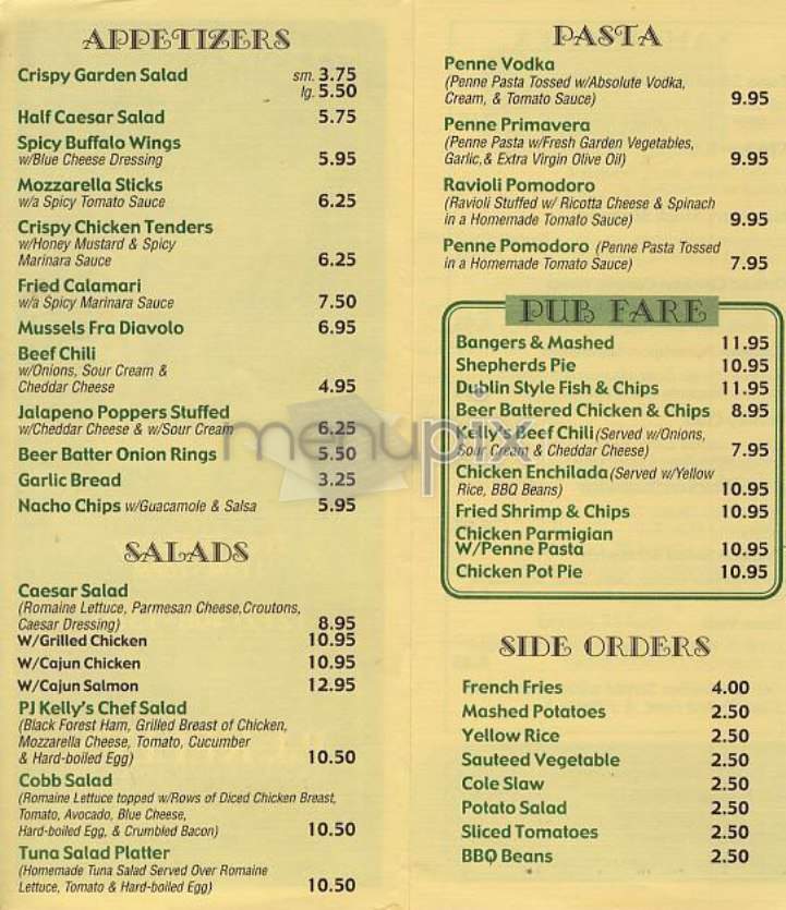 P.J. Kelly's - New York, NY menu_pic