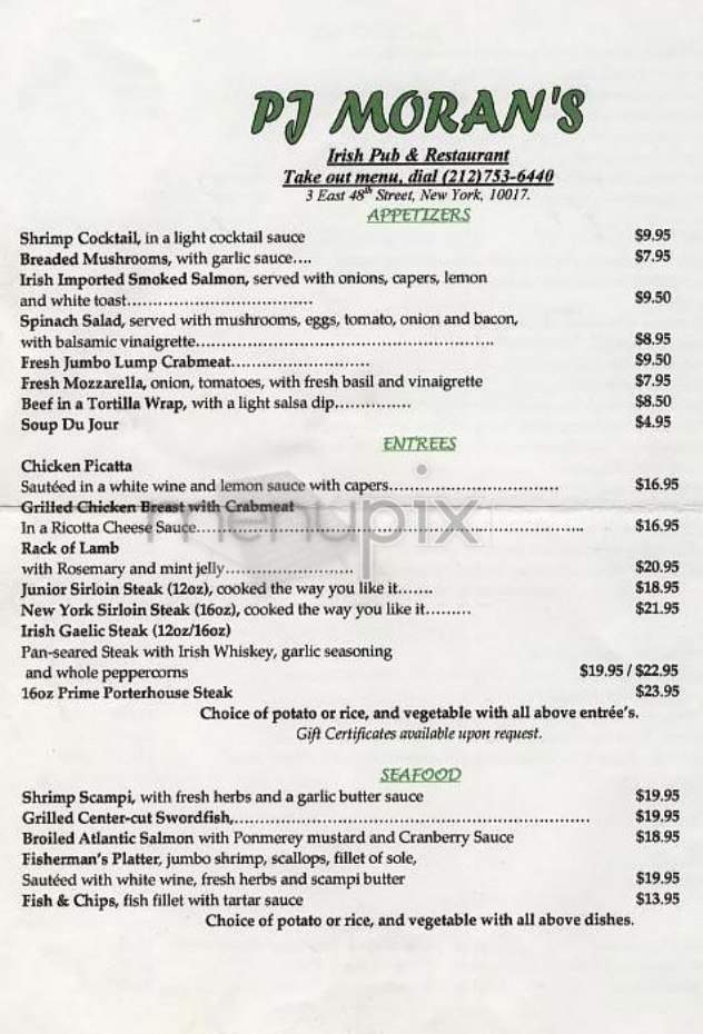 PJ Moran's - New York, NY menu_pic
