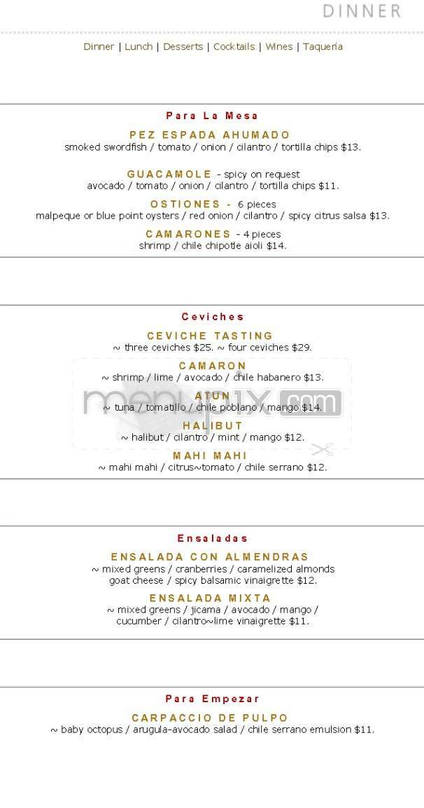 Pampano - New York, NY menu_pic
