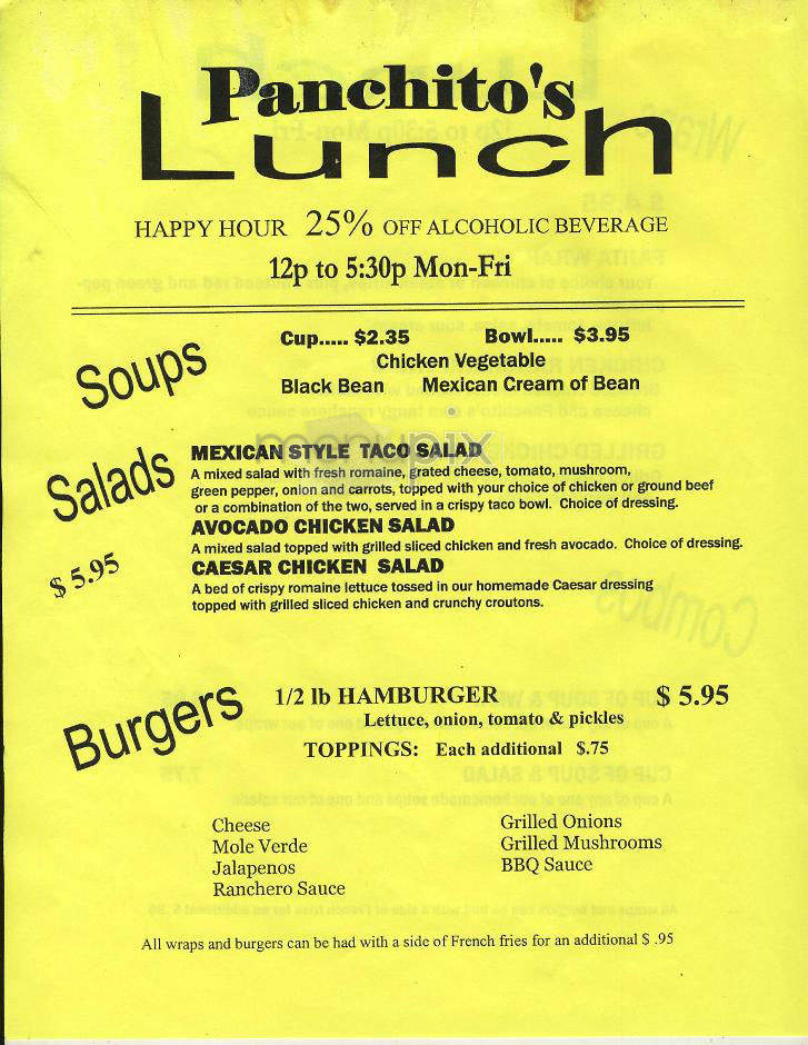 Panchito's - New York, NY menu_pic