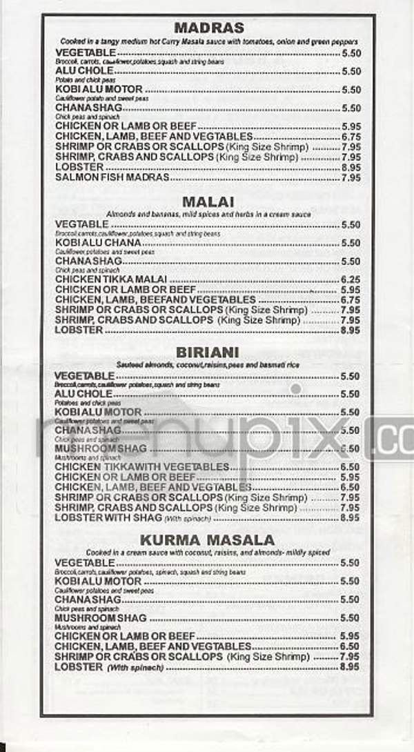 Panna India Cuisine - New York, NY menu_pic