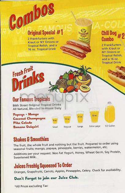 Papaya King - New York, NY menu_pic