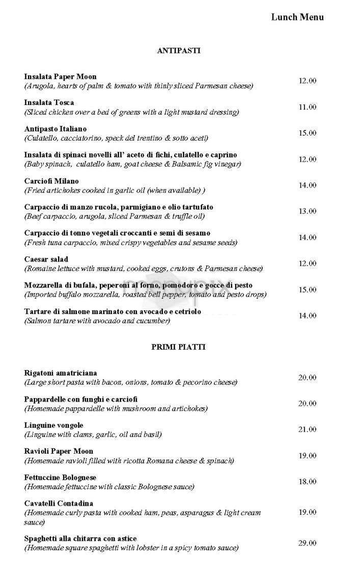 Paper Moon Milano - New York, NY menu_pic