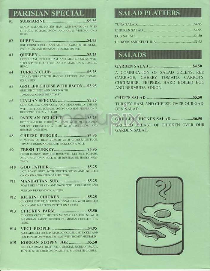 Parisian Deli - New York, NY menu_pic