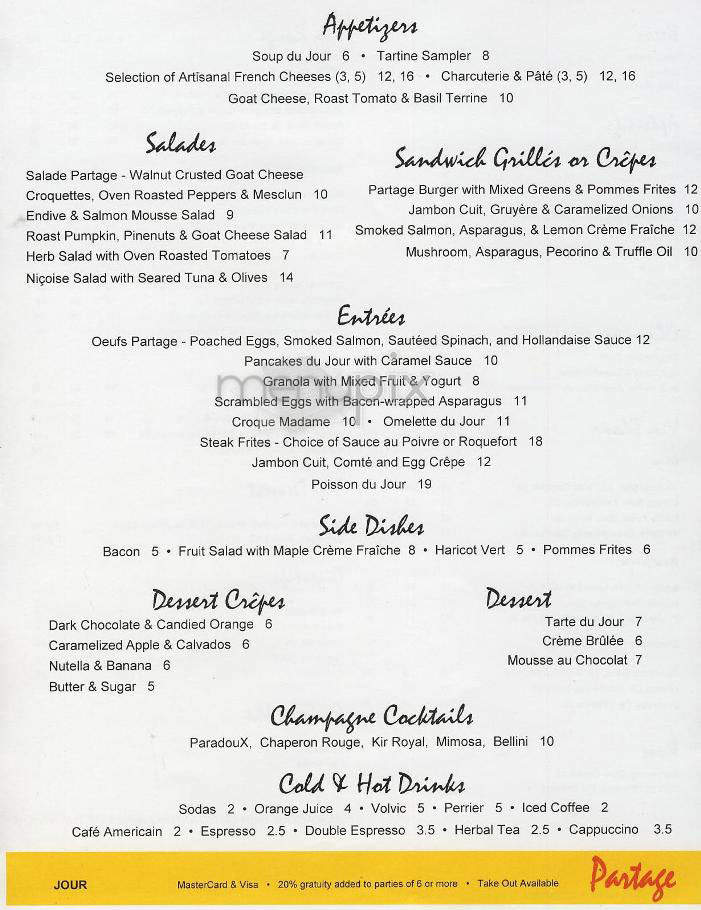 Partage - New York, NY menu_pic