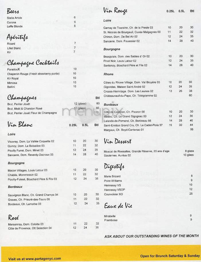 Partage - New York, NY menu_pic