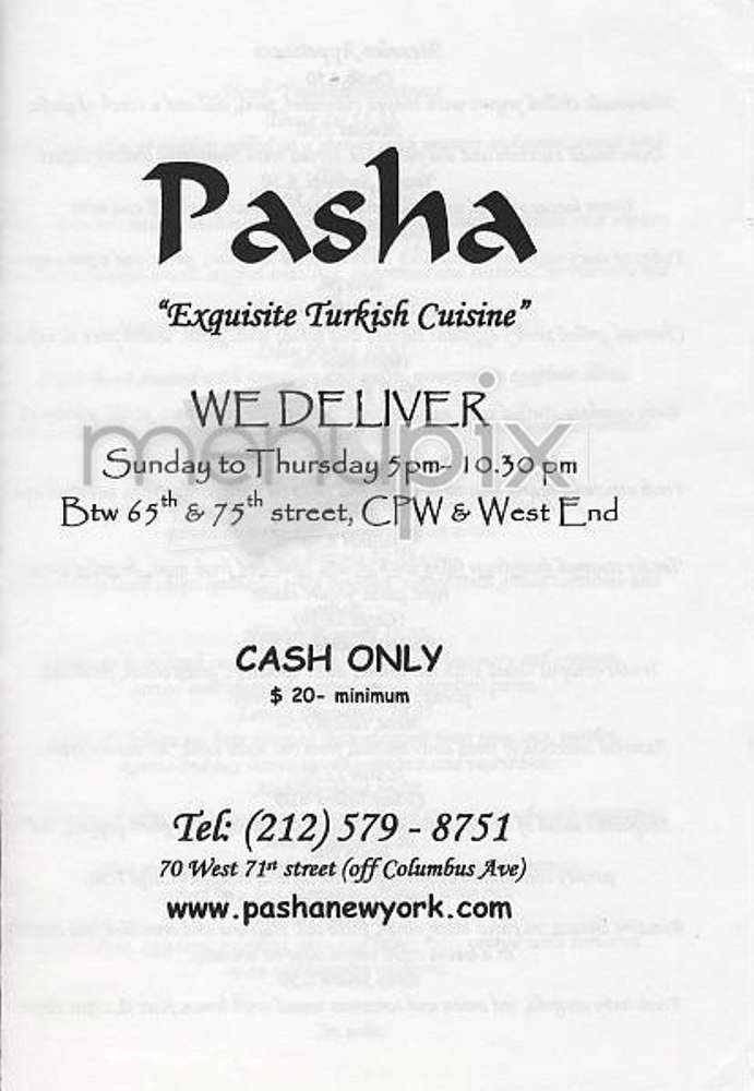 Pasha - New York, NY menu_pic