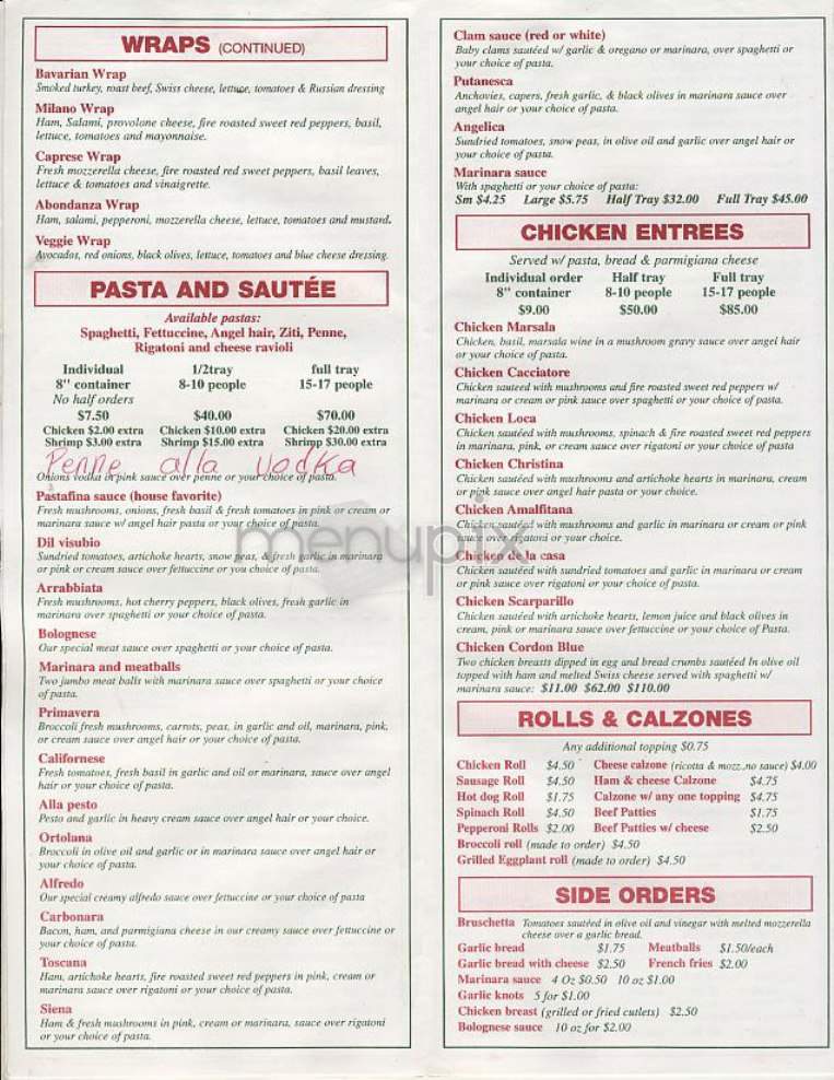 Pastafina - New York, NY menu_pic