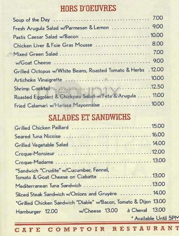 Pastis - New York, NY menu_pic