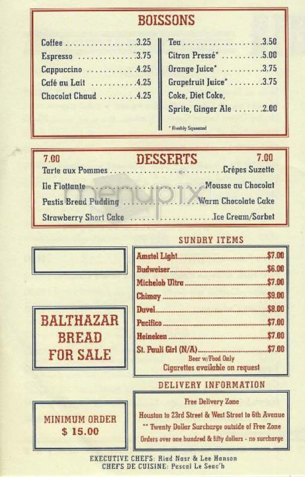 Pastis - New York, NY menu_pic