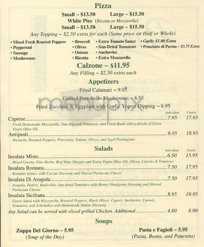 Patsy's Pizzeria - New York, NY menu_pic
