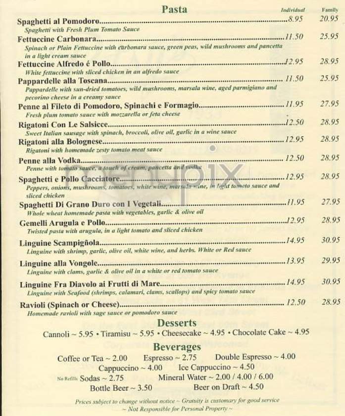 Patsy's Pizzeria - New York, NY menu_pic