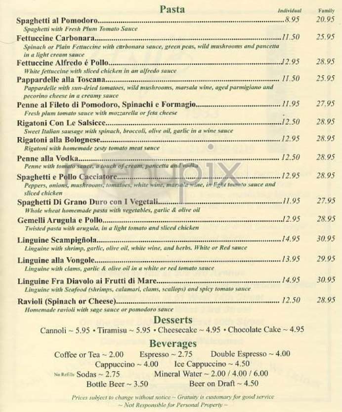Patsy's Pizzeria - New York, NY menu_pic