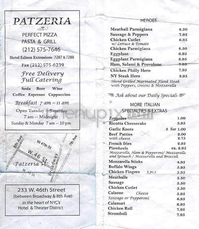 Patzeria - New York, NY menu_pic