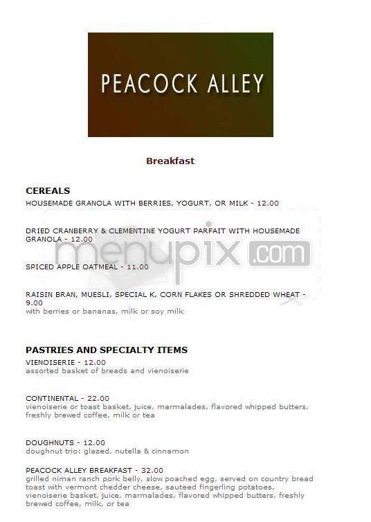 Peacock Alley - New York, NY menu_pic