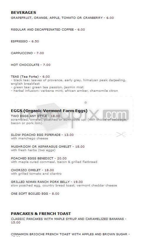 Peacock Alley - New York, NY menu_pic