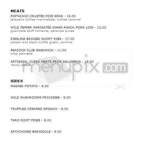 Peacock Alley - New York, NY menu_pic
