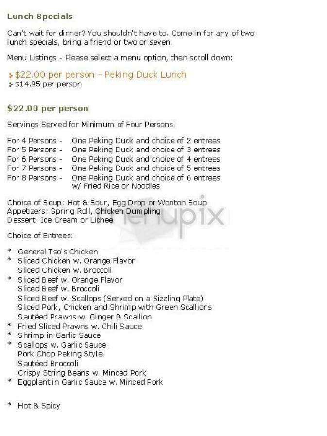 Peking Duck House - New York, NY menu_pic