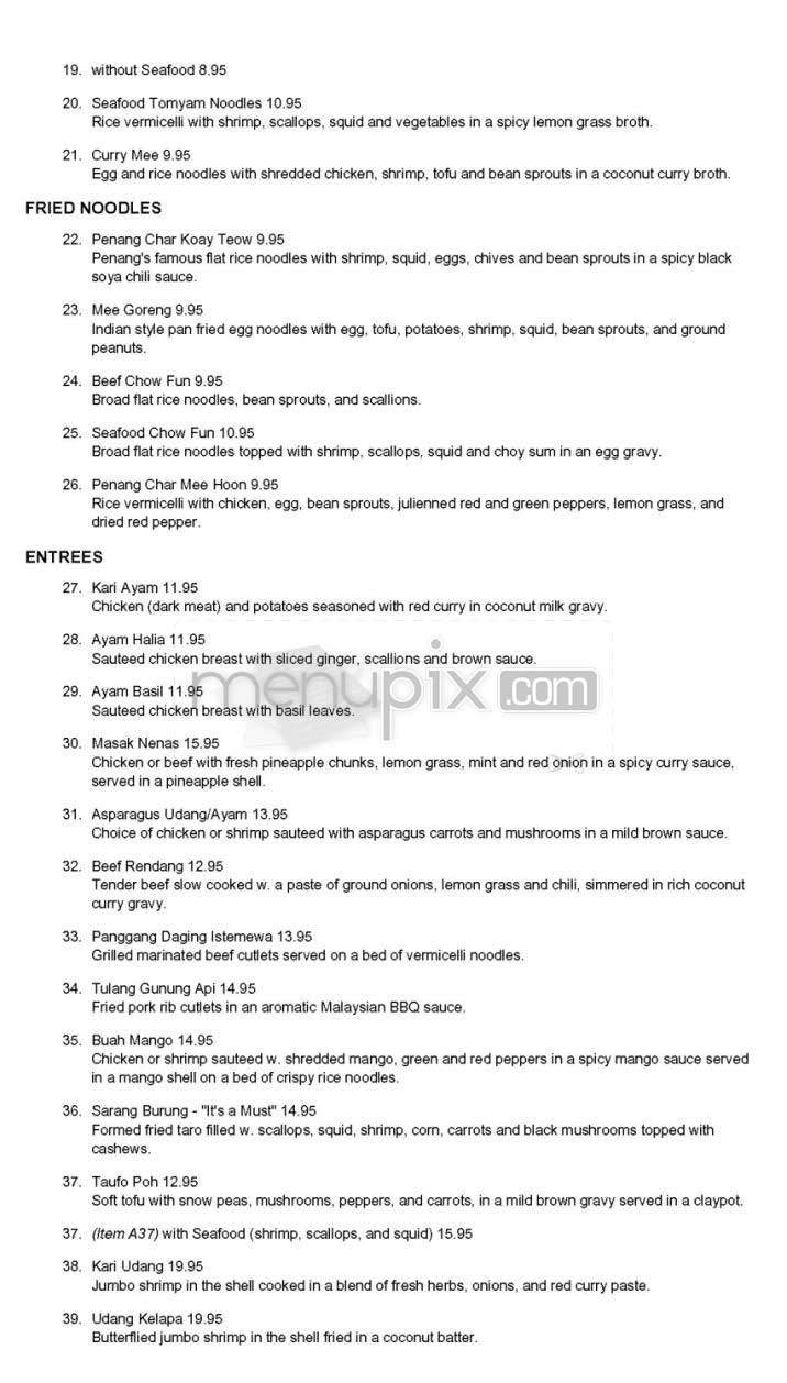 Penang - New York, NY menu_pic