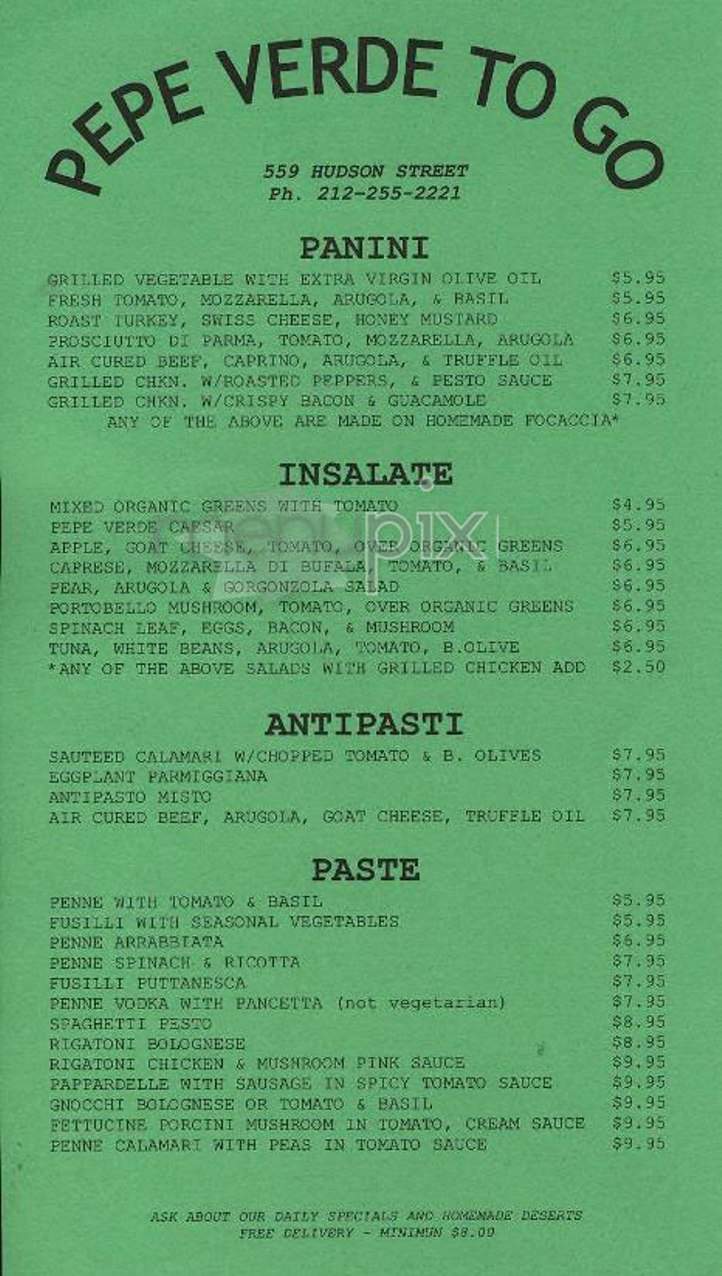 Pepe Verde - New York, NY menu_pic