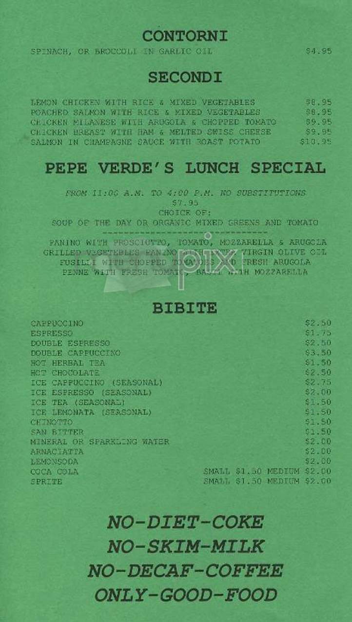 Pepe Verde - New York, NY menu_pic