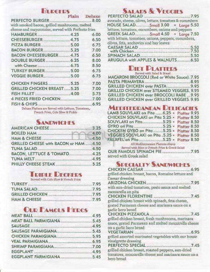 Perfecto Ristorante - New York, NY menu_pic