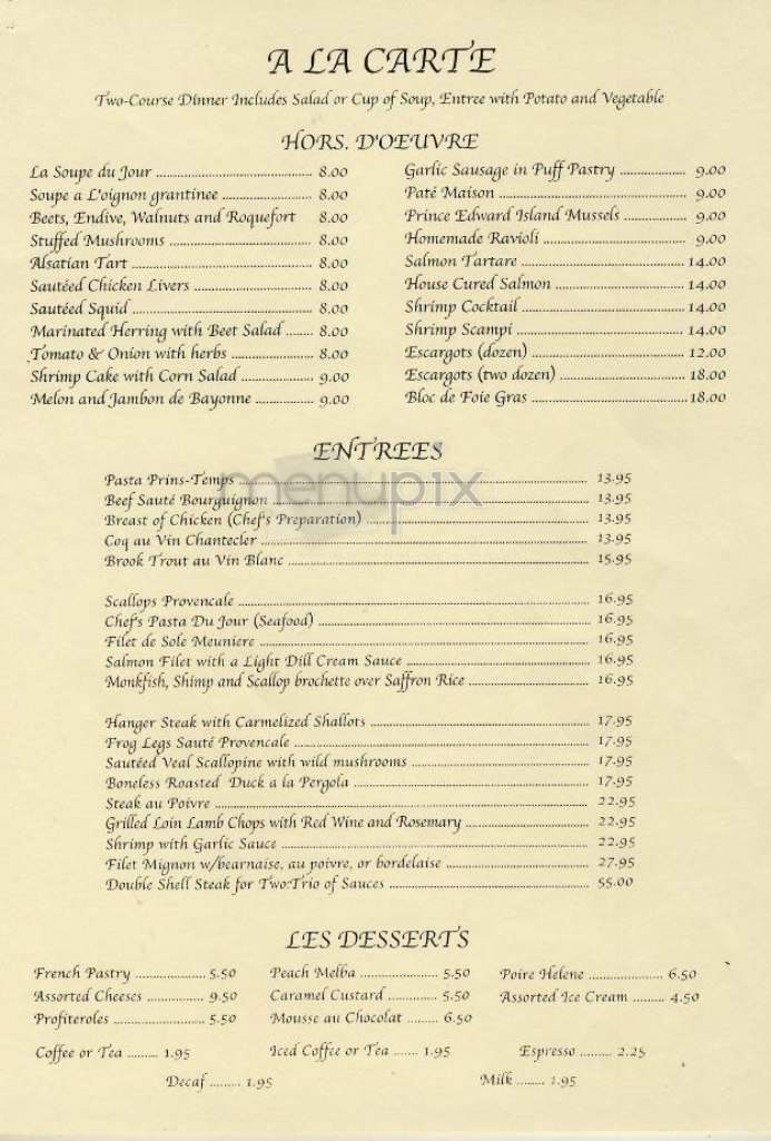 Pergola Des Artistes - New York, NY menu_pic