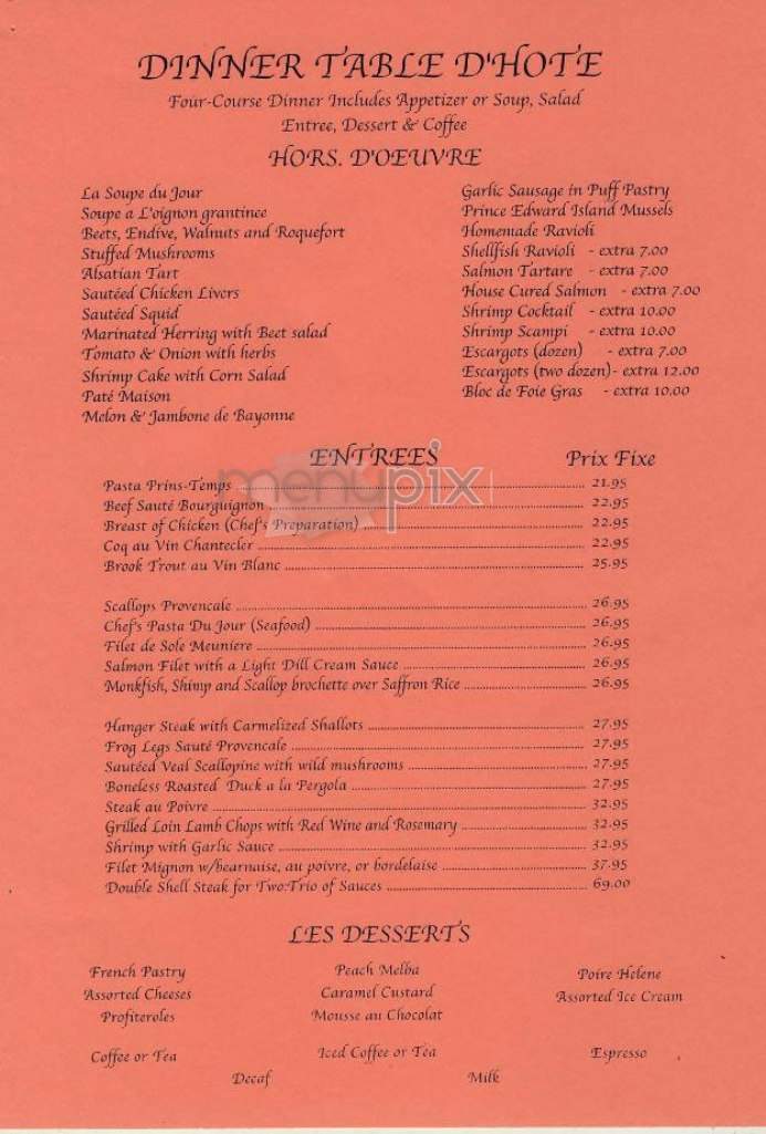 Pergola Des Artistes - New York, NY menu_pic