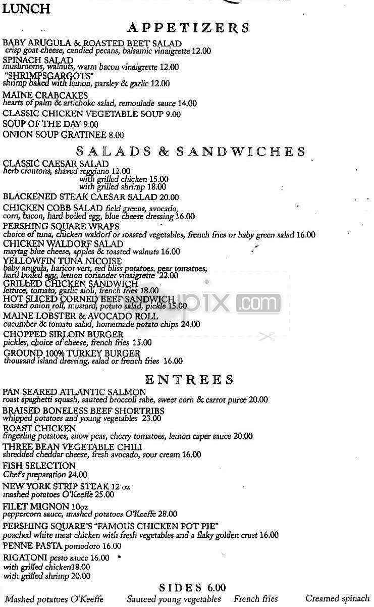 Pershing Square - New York, NY menu_pic