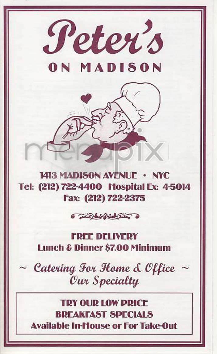 Peter's on Madison - New York, NY menu_pic