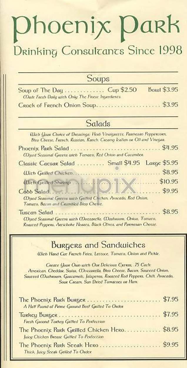 Phoenix Park - New York, NY menu_pic
