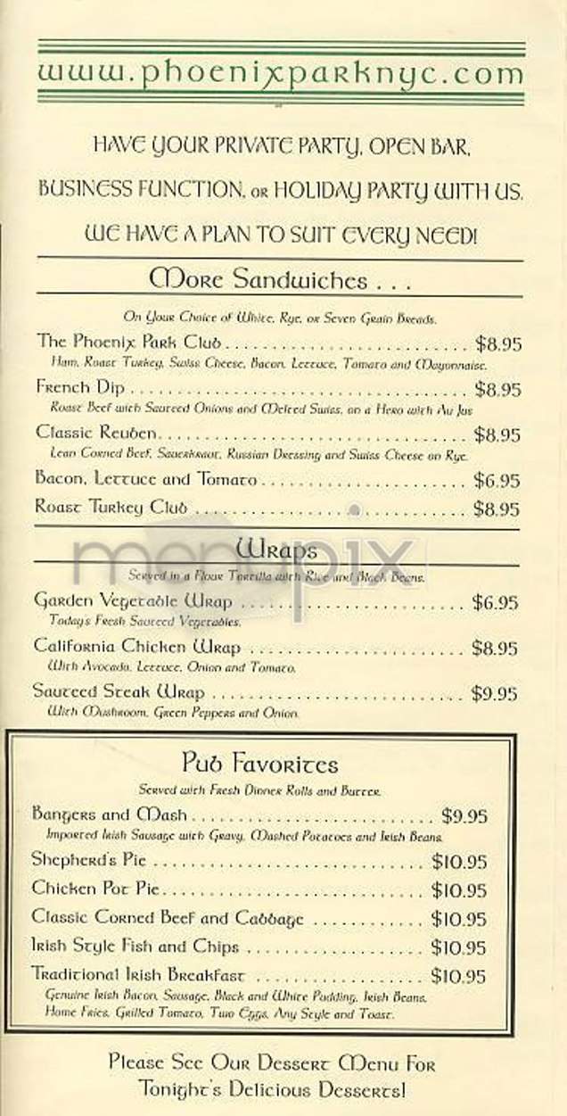 Phoenix Park - New York, NY menu_pic