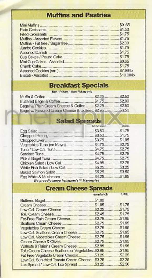 Pick A Bagel - New York, NY menu_pic