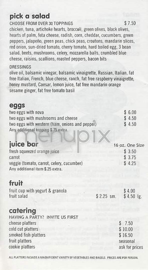 Pick a Bagel - New York, NY menu_pic