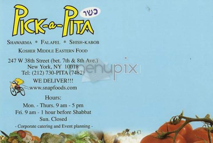 Pick a Pita - New York, NY menu_pic