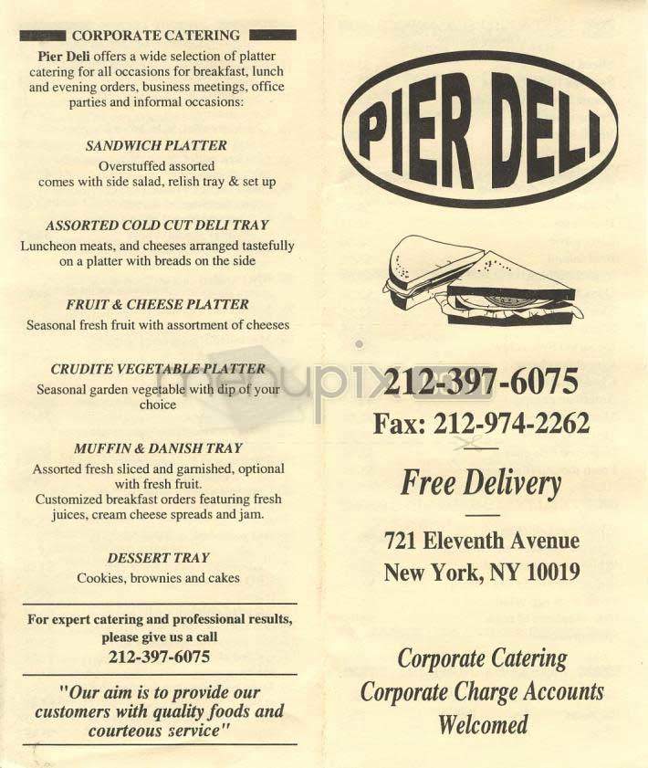 Pier Deli - New York, NY menu_pic