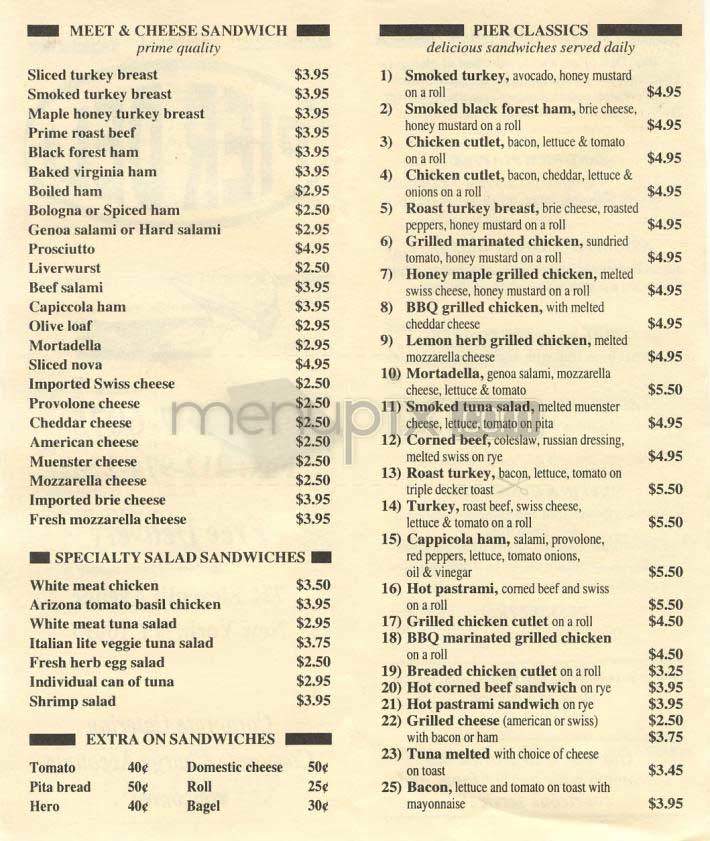 Pier Deli - New York, NY menu_pic