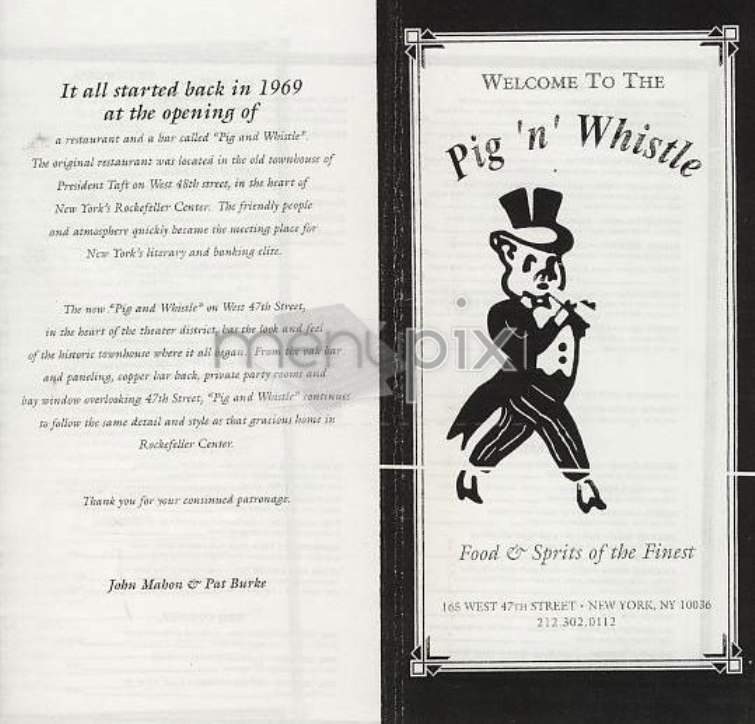Pig & Whistle - New York, NY menu_pic