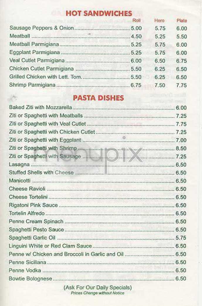 Pizza Paradise - New York, NY menu_pic