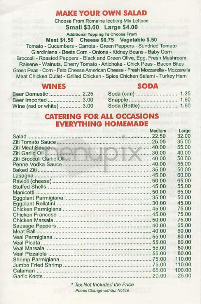Pizza Paradise - New York, NY menu_pic