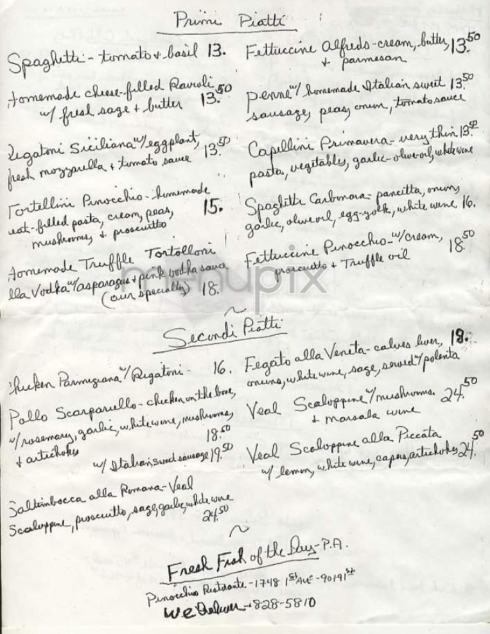 Pinocchio Ristorante - New York, NY menu_pic