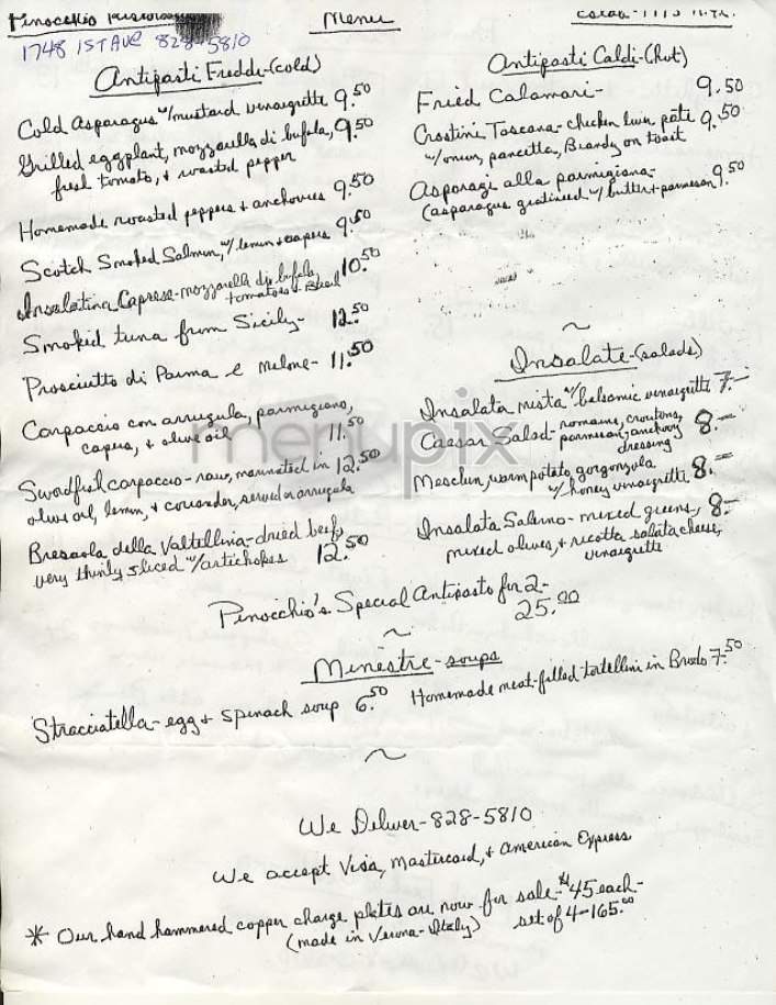 Pinocchio Ristorante - New York, NY menu_pic