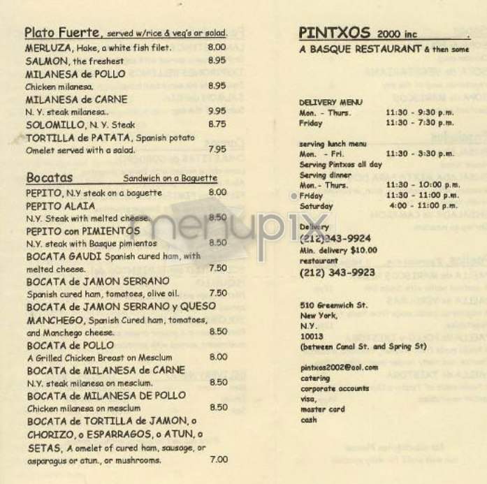 Pintxos - New York, NY menu_pic