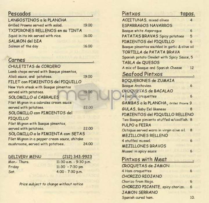 Pintxos - New York, NY menu_pic