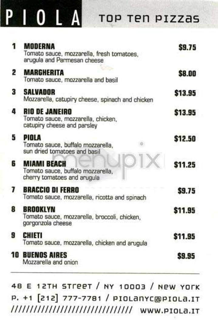 Piola - New York, NY menu_pic